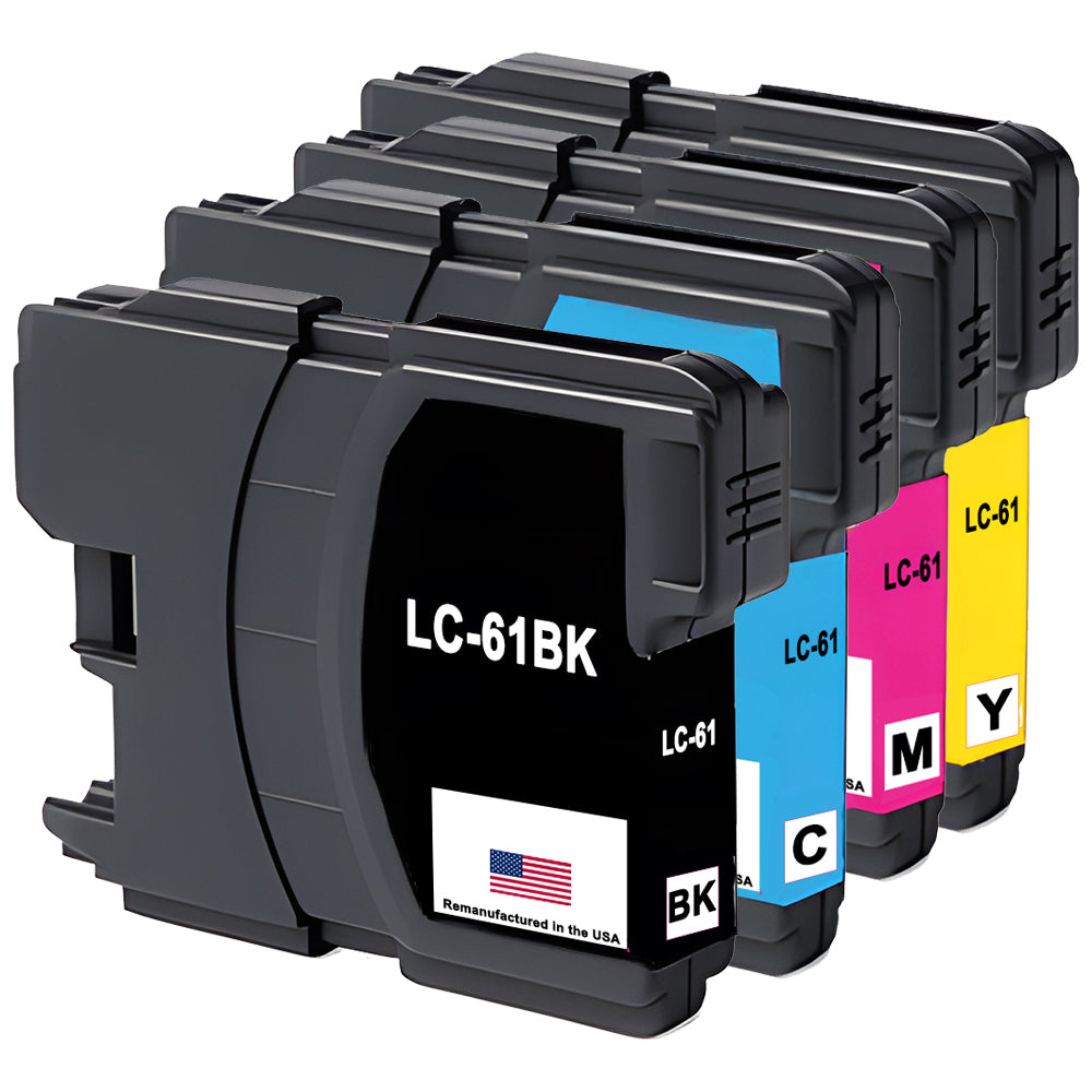 U.S. Remanufactured for Brother LC61 Black and 3 Color Combo 4-Pack