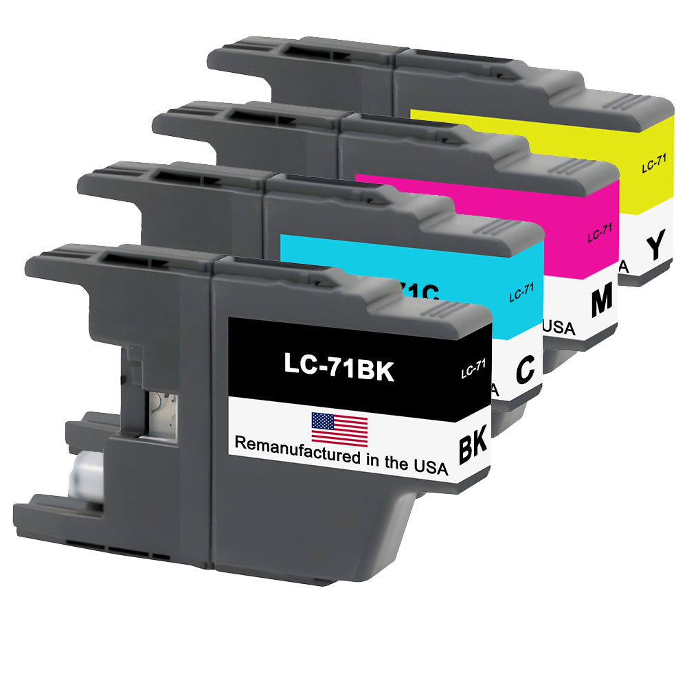 U.S. Remanufactured for Brother LC71 Black and 3 Color Combo 4-Pack