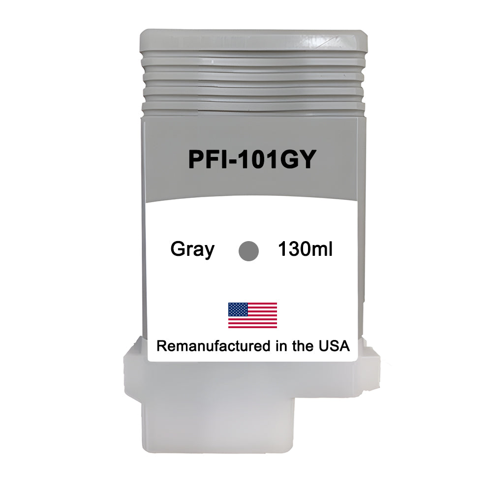 U.S. Remanufactured for Canon PFI-101GY 130ml Gray Ink Cartridge