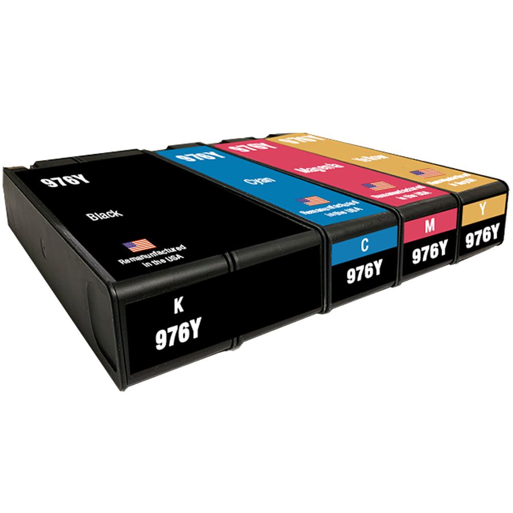 U.S. Remanufactured for HP 976Y Black and 3 Color Combo 4-Pack
