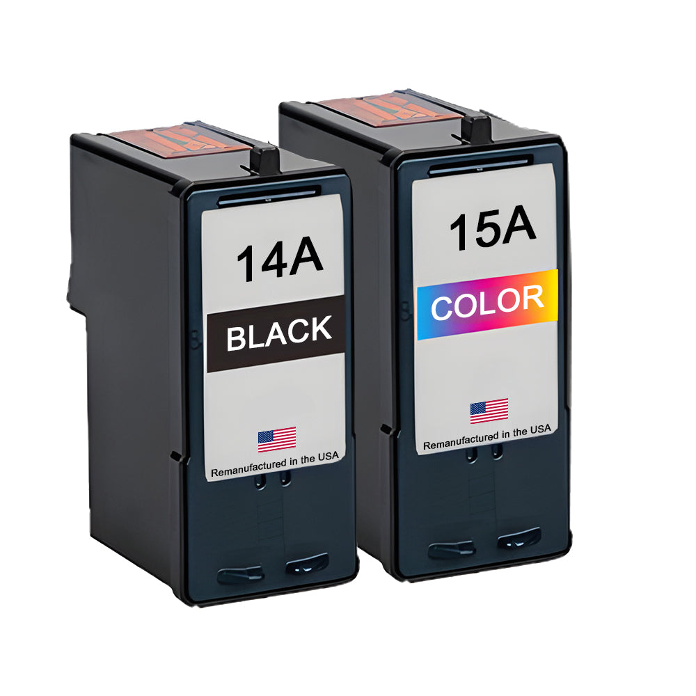 U.S. Remanufactured for Lexmark #14A Black and Lexmark 15A Color Combo Pack
