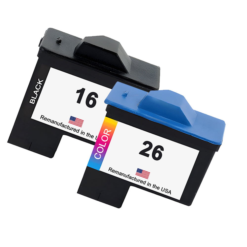 U.S. Remanufactured for Lexmark #16 Black and Lexmark #26 Color Combo Pack