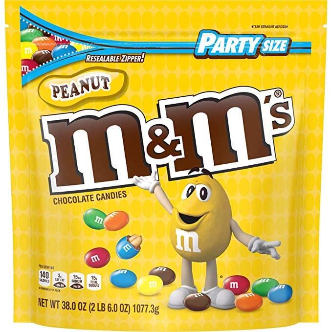 M&M's Party Size Peanut Milk Chocolate Candy Pieces, 38oz