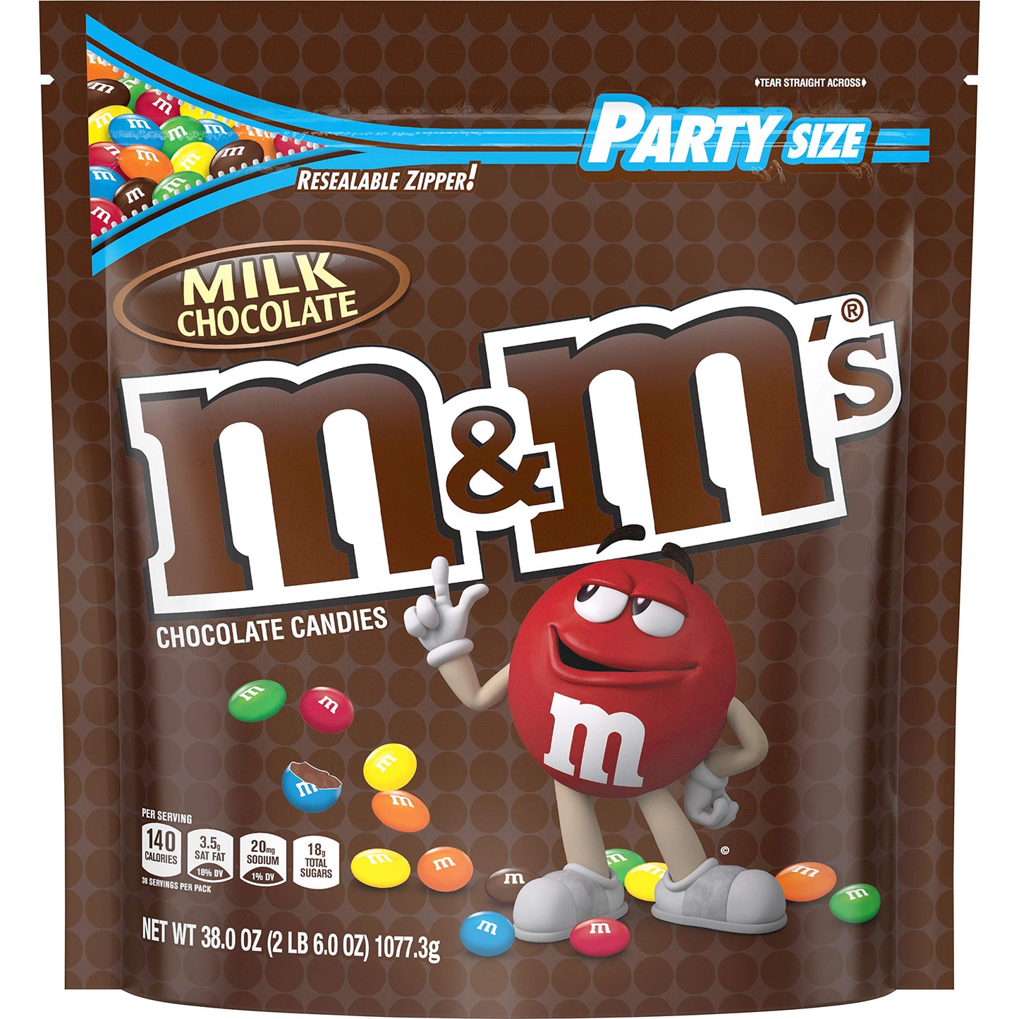 M&M's Party Size Milk Chocolate Candy Pieces, 38oz